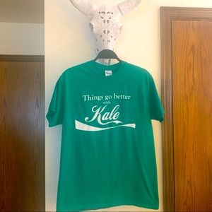 Coca Cola Style Kale Graphic Tee on a Gildan 100% Cotton Tee EUC Size M